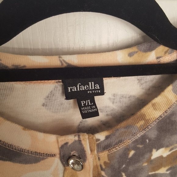 rafaella PETITE Peach Gray Floral Cardigan - Picture 5 of 6